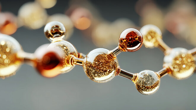 Molecular structure of ceramides elegantly highlighted in gold on a soft background