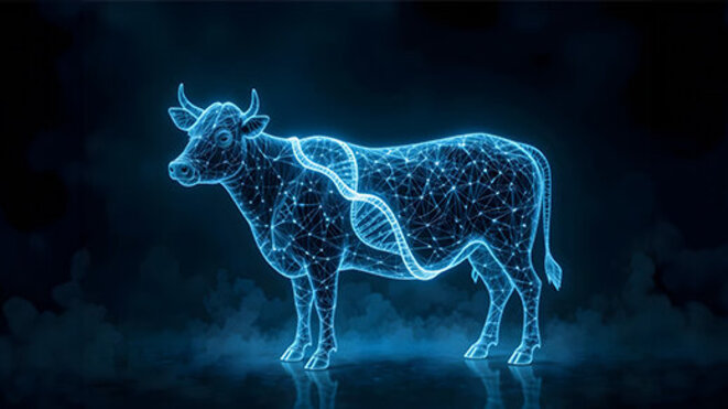 Digital network cow with DNA strands