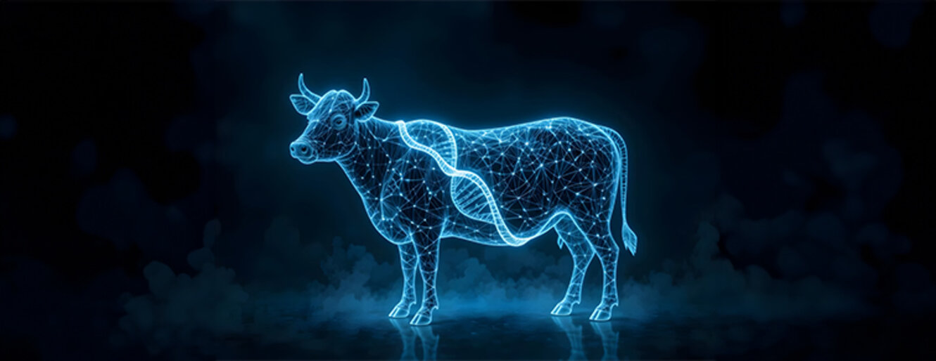 Digital network cow with DNA strands