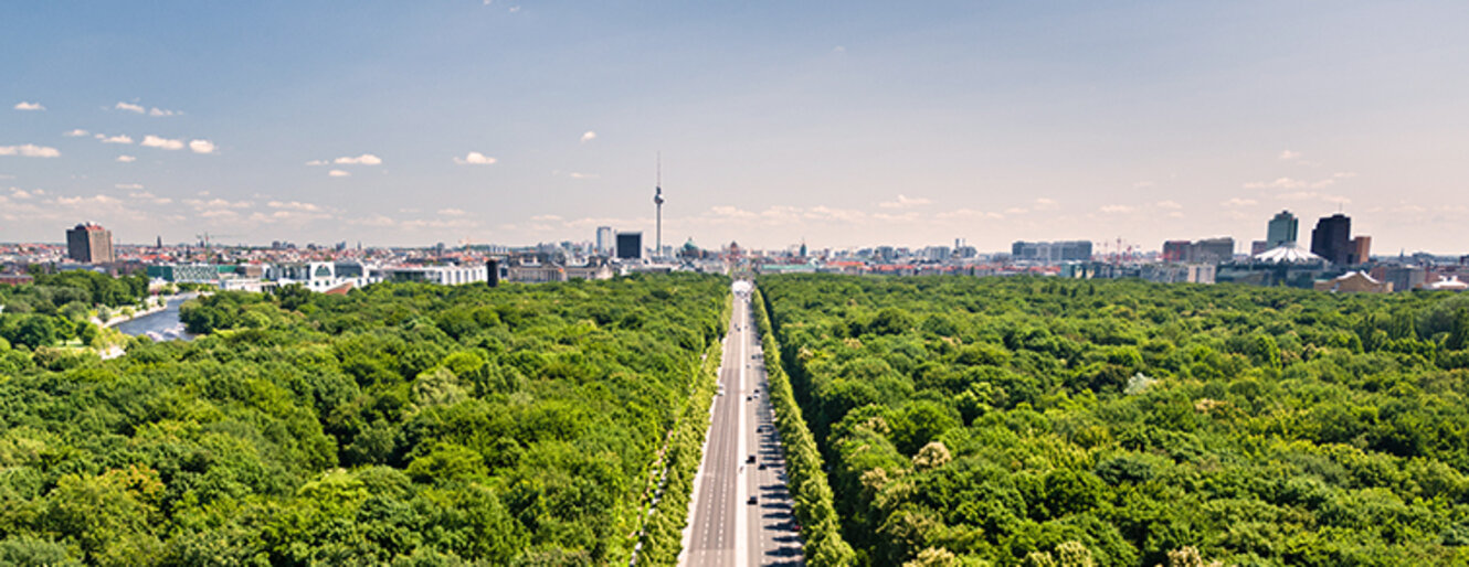 Panorama view of Tiergarten and Berlin city center