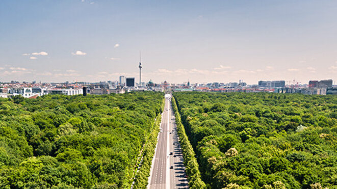 Panorama view of Tiergarten and Berlin city center
