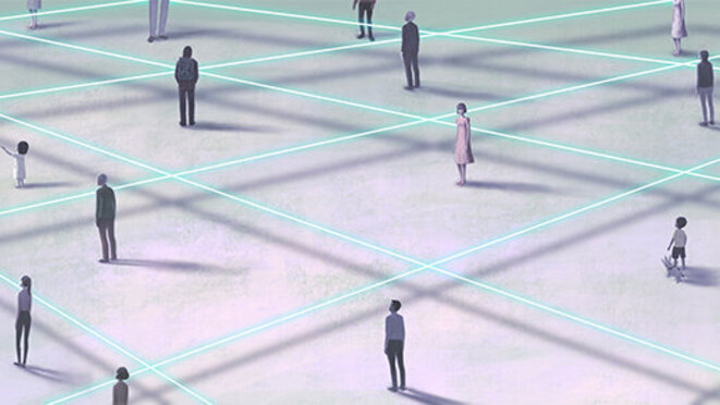 Surreal art, lonely alone and loneliness concept artwork, people in the city, depressed crown illustration ,conceptual painting