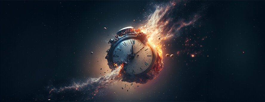 clock in space, time concept