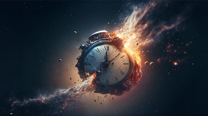 clock in space, time concept