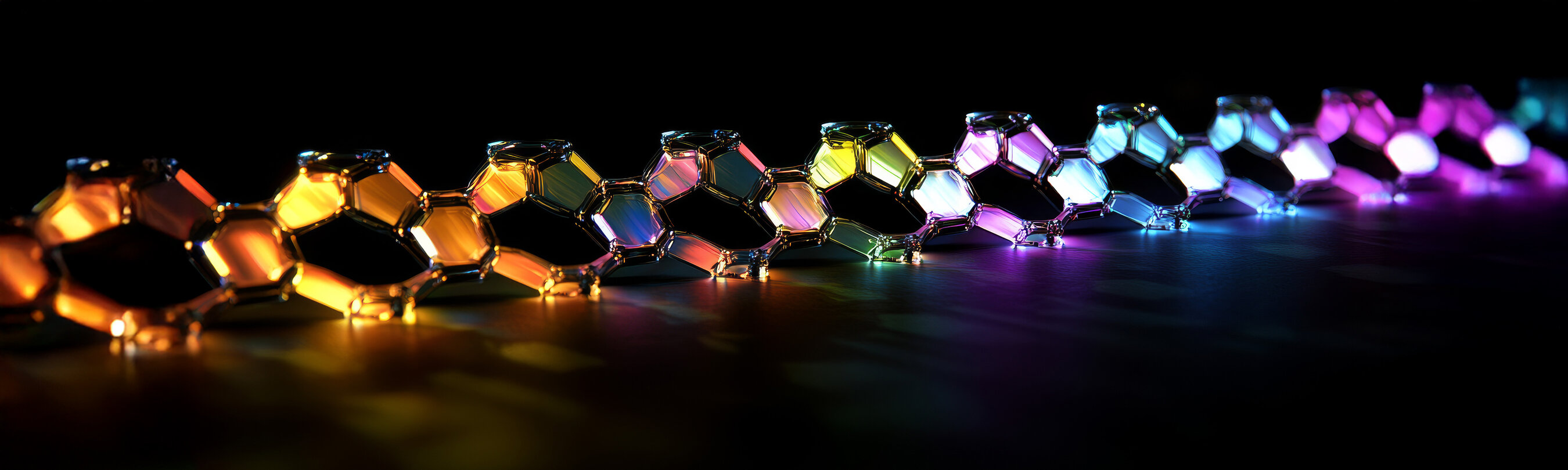 Nanophotonic Device: Hexagonal Lattice, Rainbow Colors, 3D Rendering