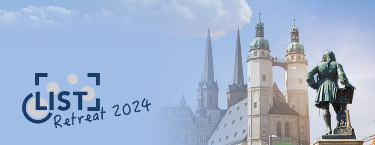 Halle an der Saale with the Georg Friedrich Händel monument on the market square and the towers of the Marktkirche.