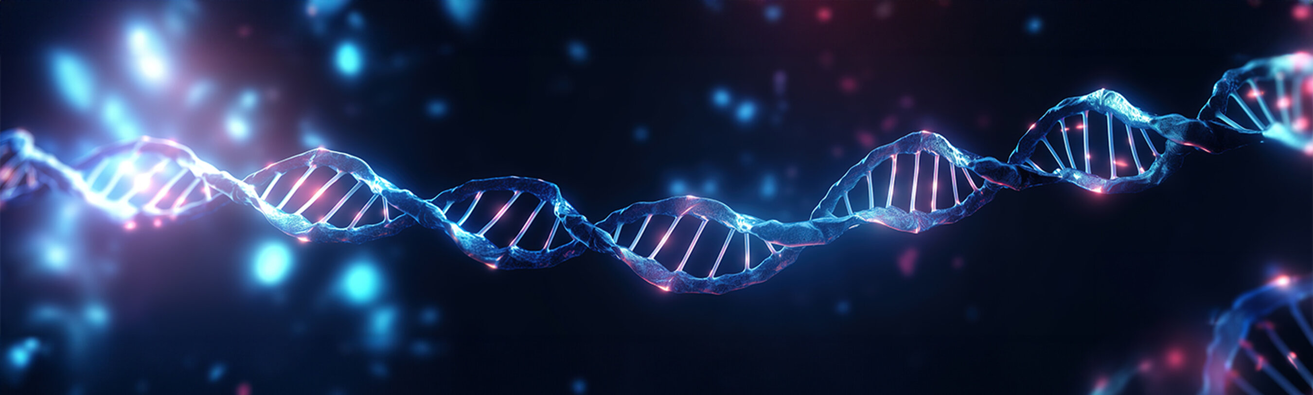 Helix human DNA structure, concept of biochemistry with dna molecule on dark background