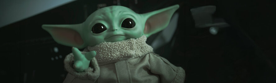 Portrait of Jedi Grogu (baby Yoda) plush toy