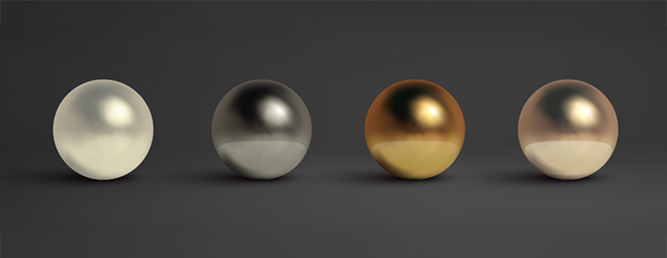 Metal balls set: Pearl, black metal,brass,silver.
